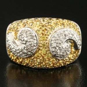 John C Rinker Designer Ring / 2 CWT Diamond & Sapphire / 14K gold